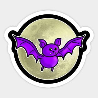 Halloween Flying Bat & Moon Sticker